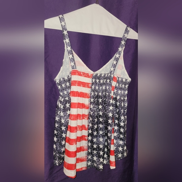 COPY - American Flag Smocked V Neck Tank Top - Picture 2 of 3